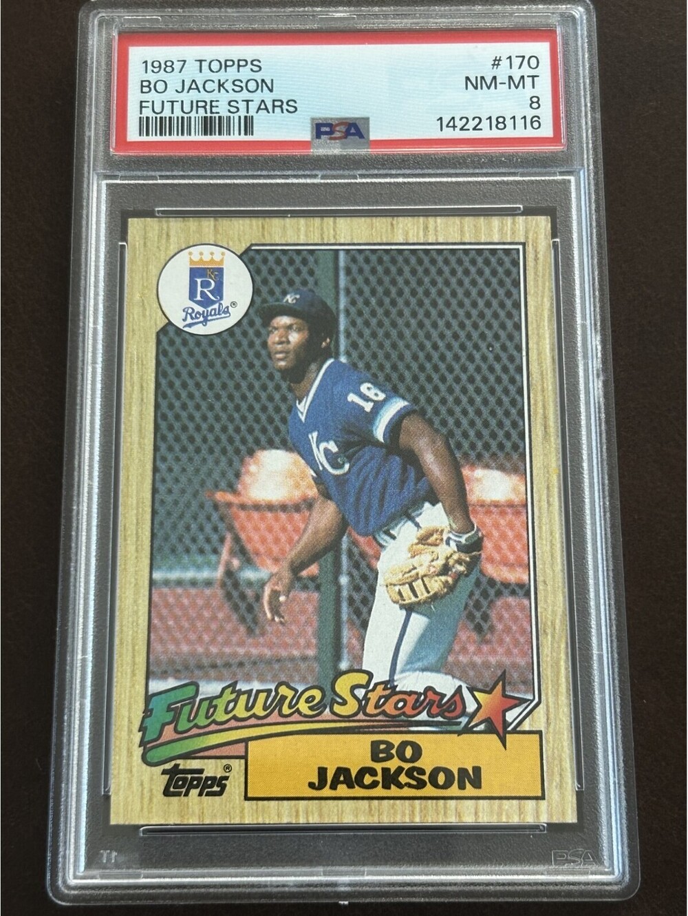 MLB ALL STAR BO JACKSON ROOKIE 1987 TOPPS FUTURE STARS#170 PSA GRADED NM-MT 8 RC